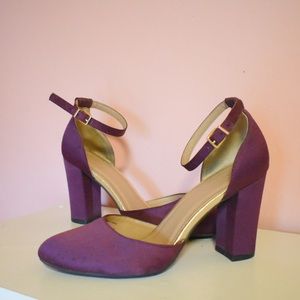 Purple Satin Heel Pumps